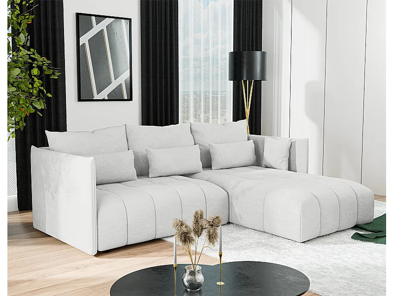 AX LIVING Canapé d'angle blanc avec fonction couchage Cosmova 245 cm
