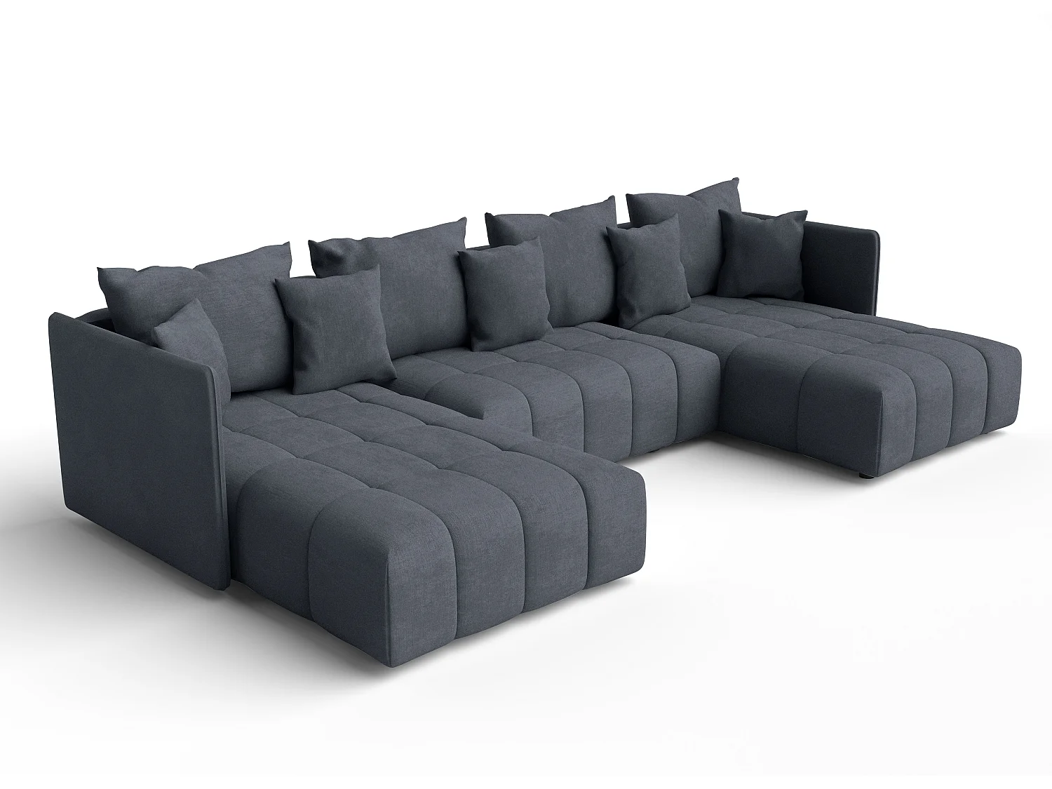 AX LIVING Hoekbank U vorm Veliro 345 cm in Donkergrijs met Bedfunctie