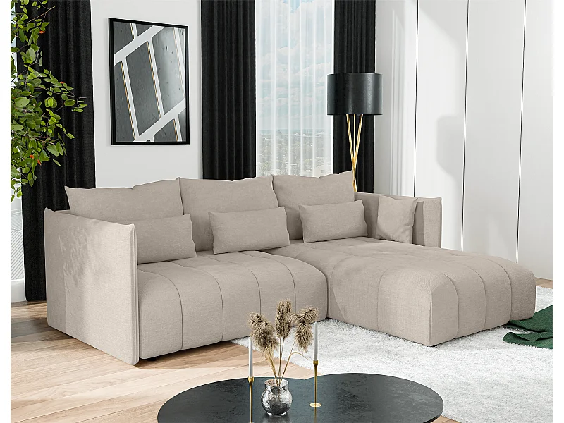 AX LIVING Hellbraun Ecksofa mit Schlaffunktion Bettkasten Cosmova 245