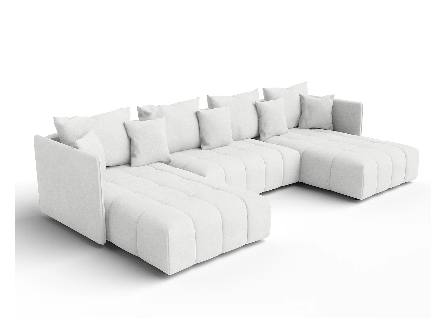 AX LIVING Sofa U Form mit Schlaffunktion Veliro U Weiß, 353 cm breit