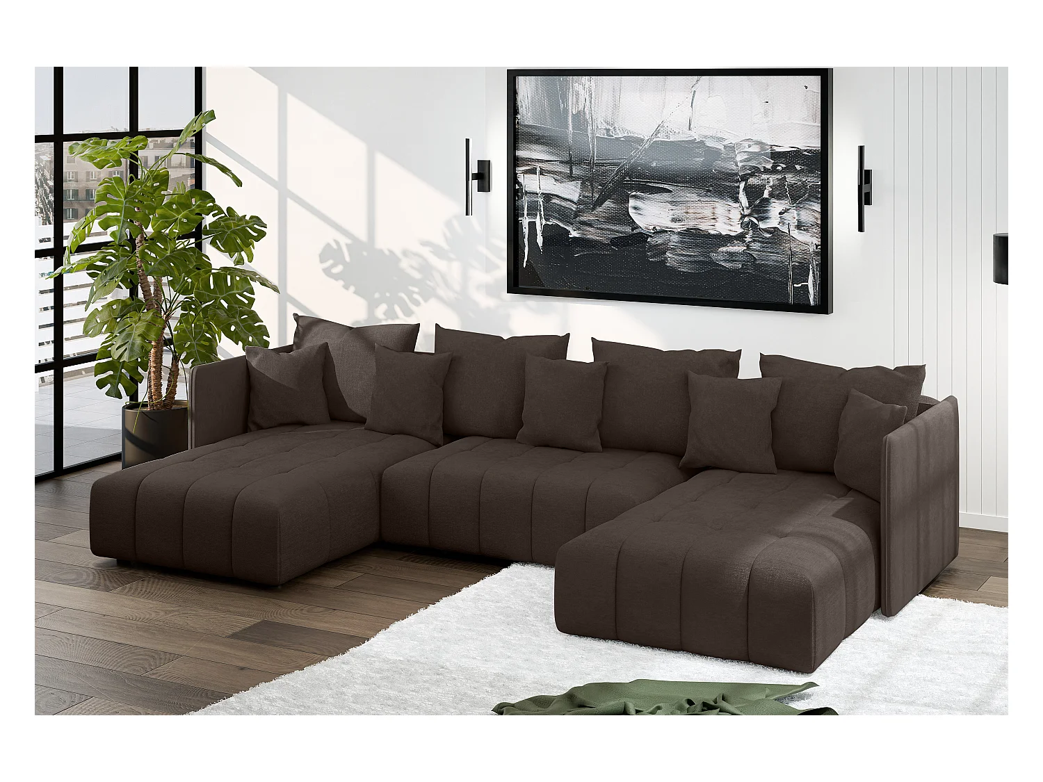 AX LIVING Canapé panoramique convertible Veliro canapé en u marron 353
