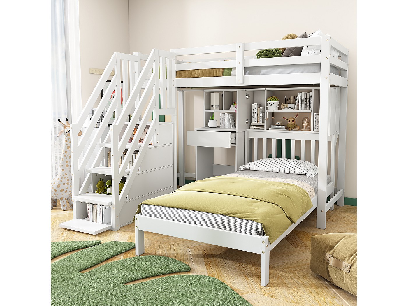 Lits Superposés 90x200cm, Lits Enfants,lits Superposés Avec Tiroirs Lits Convertibles Gris