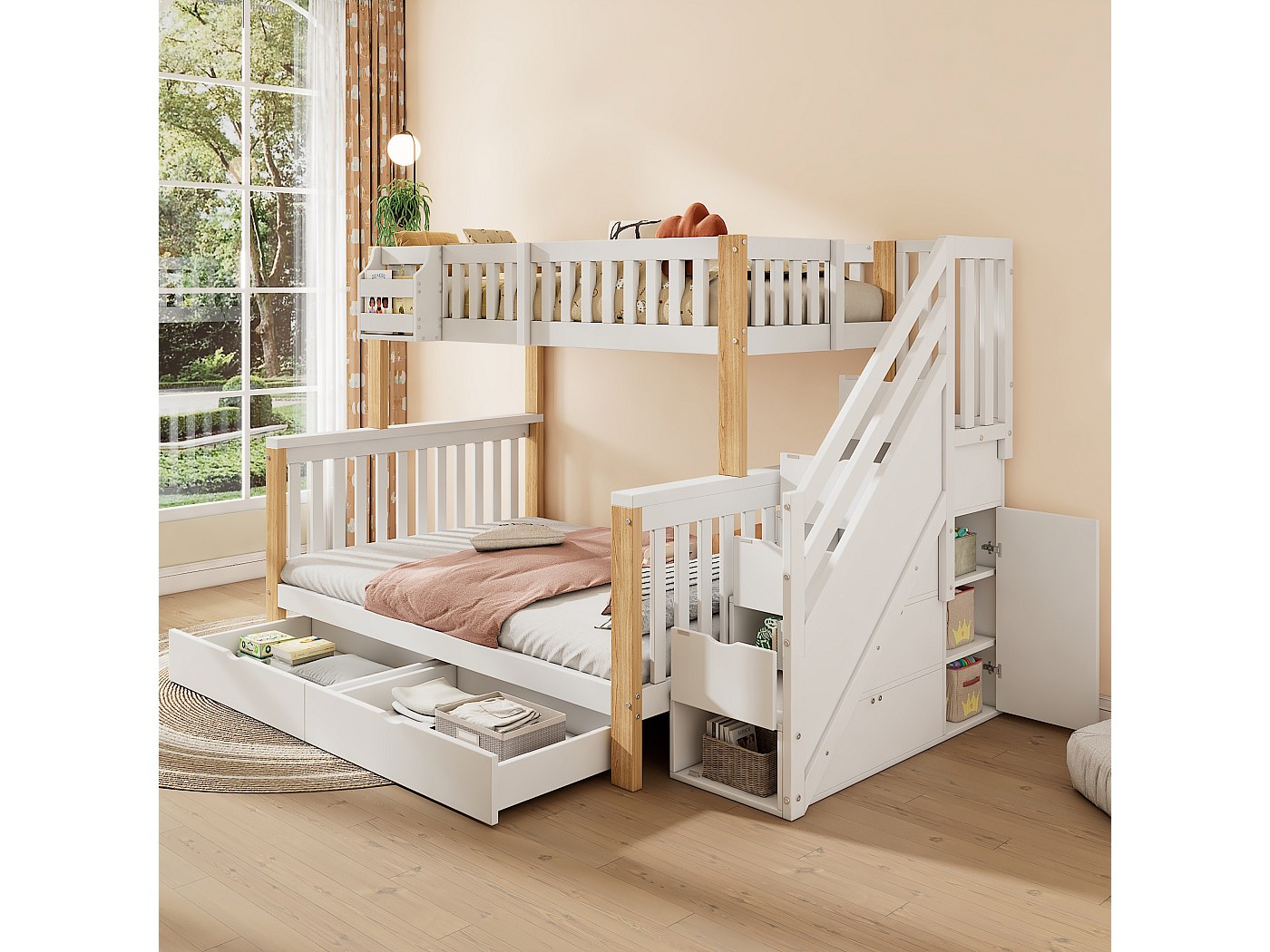 Letto A Castello 140x200 Con Scrivania, LED E USB: Sogni, Studio E Divertimento Per I Più Piccoli!