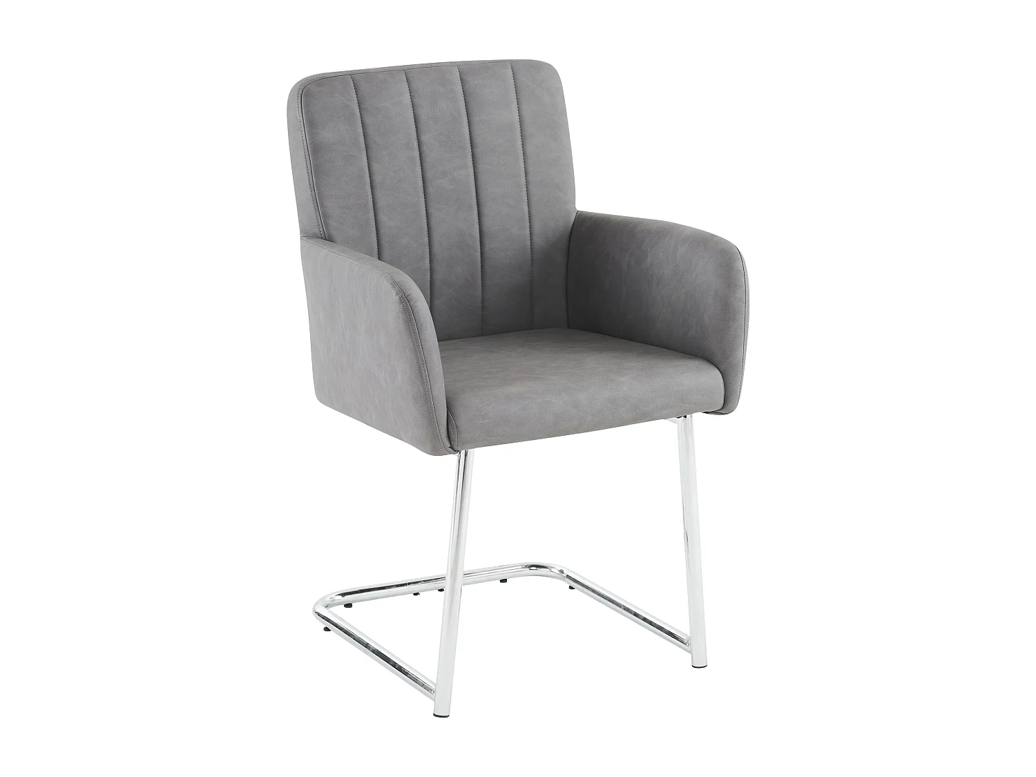 Lot de 4 chaises - 86 x 50 x 46 cm - fauteuil rembourré avec pieds en métal - pour chambre et bureau - cuir similaire -gris