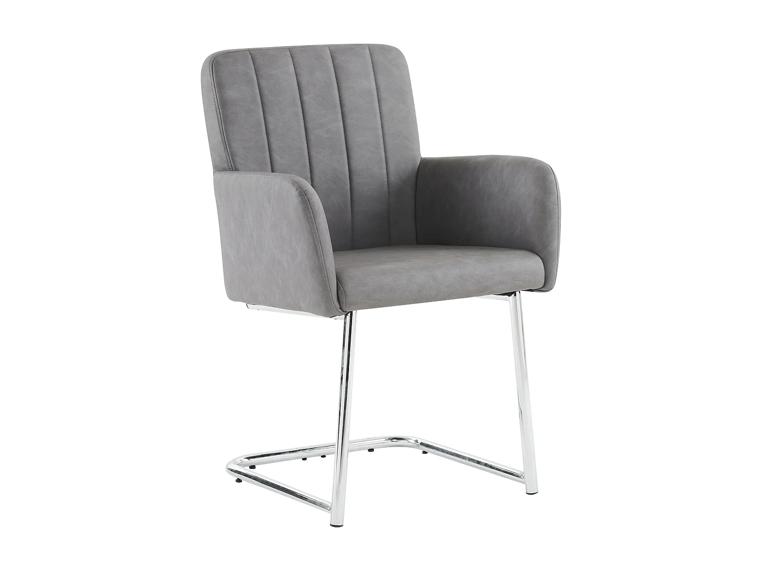 Lot de 4 chaises - 86 x 50 x 46 cm - fauteuil rembourré avec pieds en métal - pour chambre et bureau - cuir similaire -gris