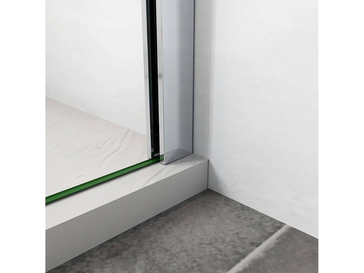 AICA paroi de douche à l'italienne 100x190cm,6mm verre anticalcaire avec bandes horizontales sérigraphiées,barre de fixation extensible 73-120cm