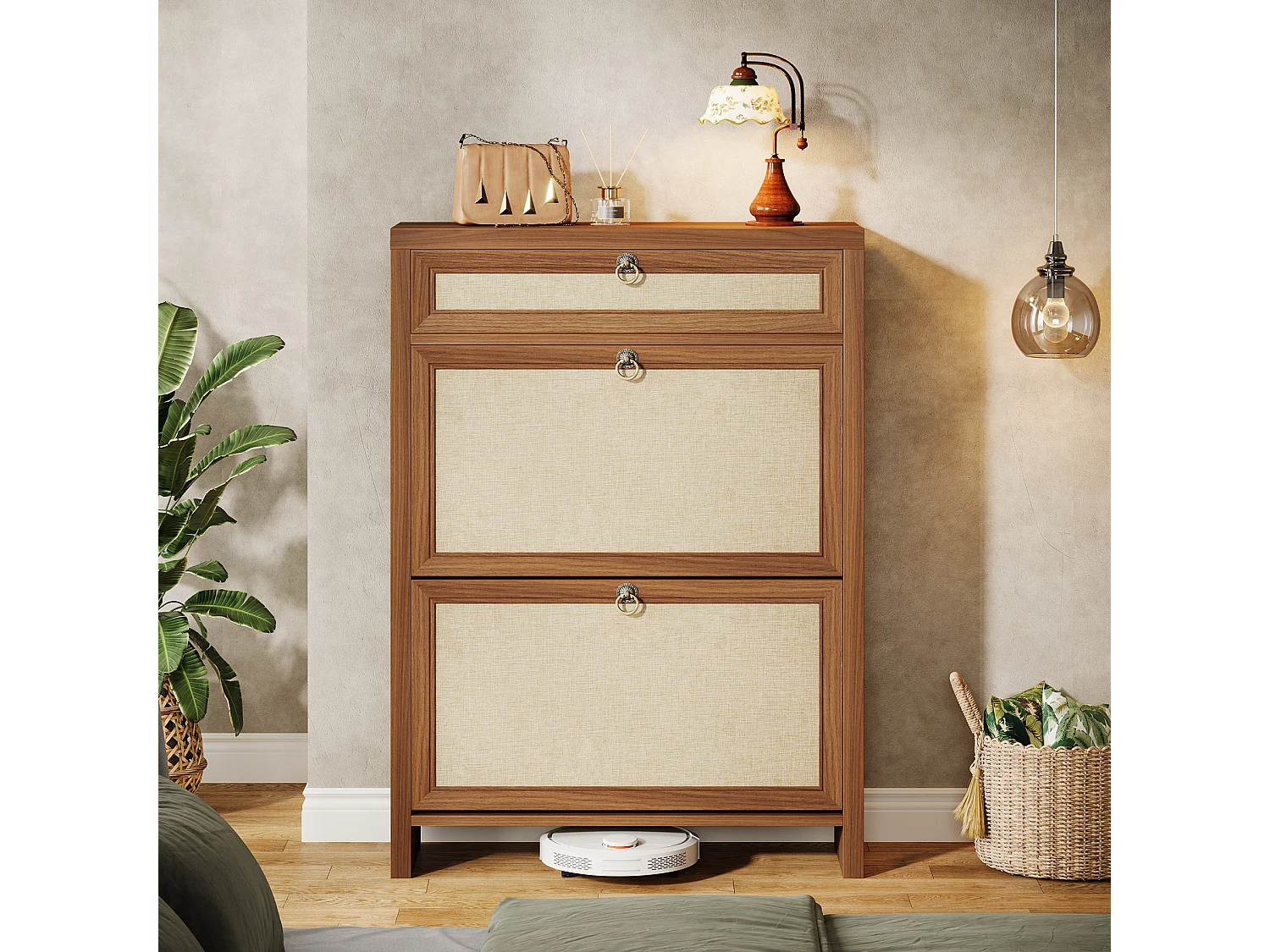 Armoire à chaussures à 2 rabats pour entrée, couloir, 80 x 24 x 110 cm