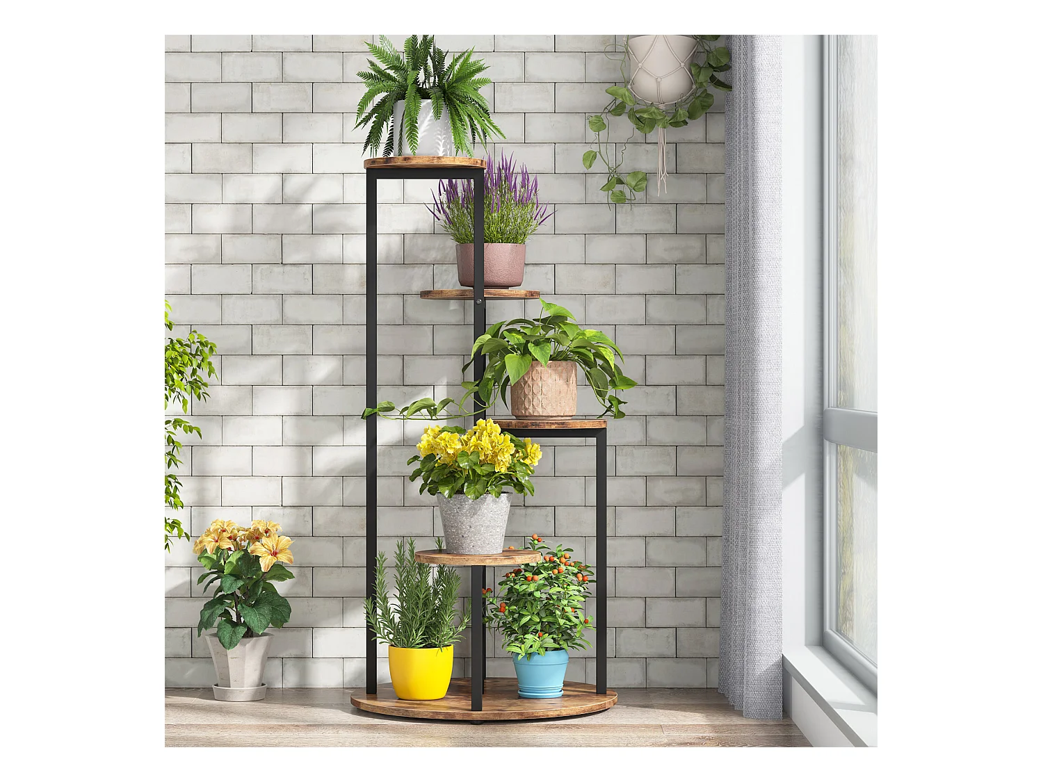 Étagère pour plantes, 5 Niveaux Porte Plante, Support Plantes Interieur 103cm, Support Jardinière Décoratif