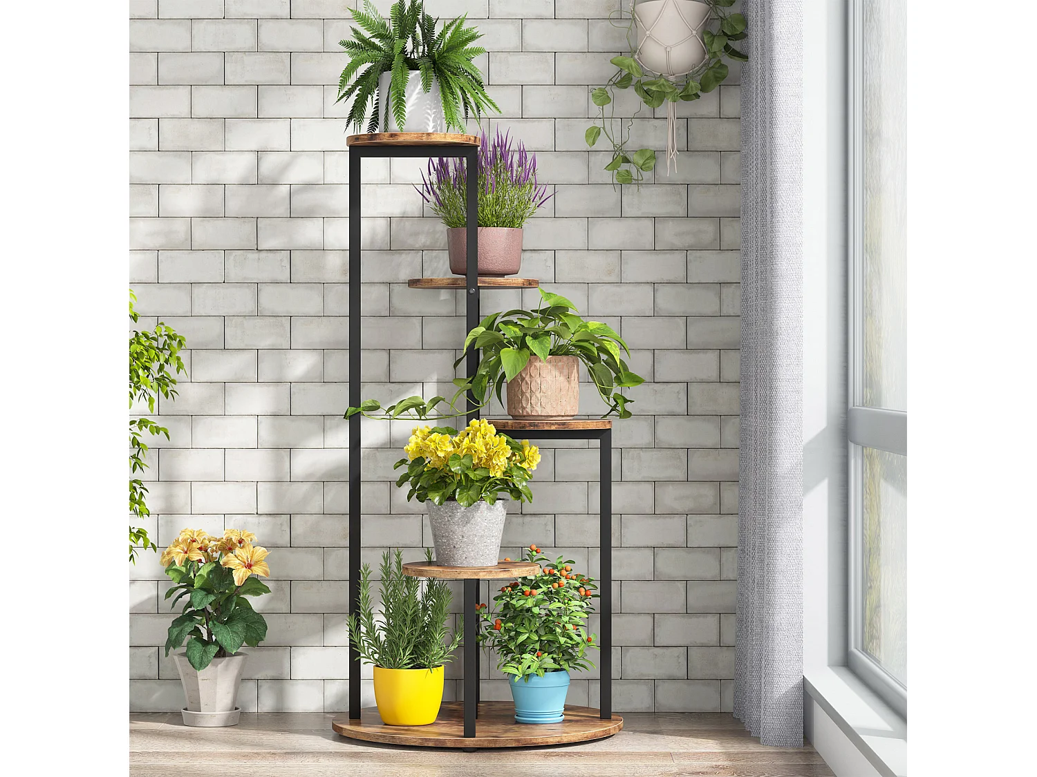 Étagère pour plantes, 5 Niveaux Porte Plante, Support Plantes Interieur 103cm, Support Jardinière Décoratif