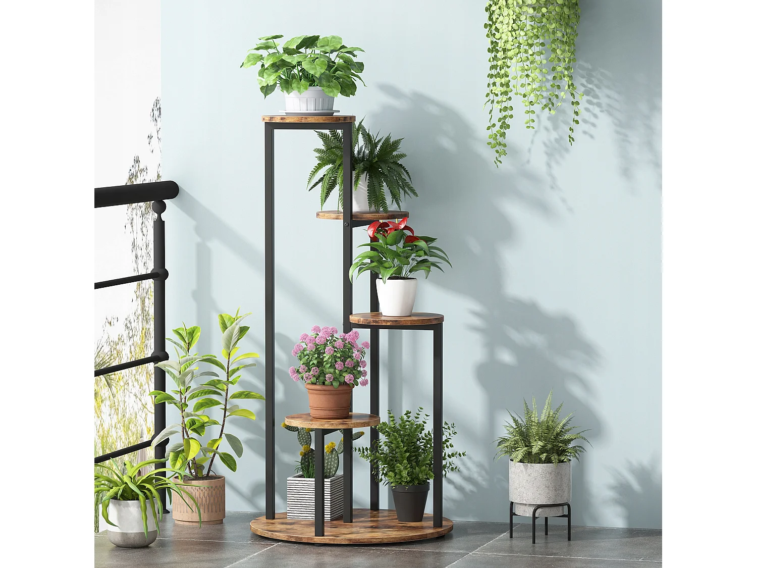 Étagère pour plantes, 5 Niveaux Porte Plante, Support Plantes Interieur 103cm, Support Jardinière Décoratif