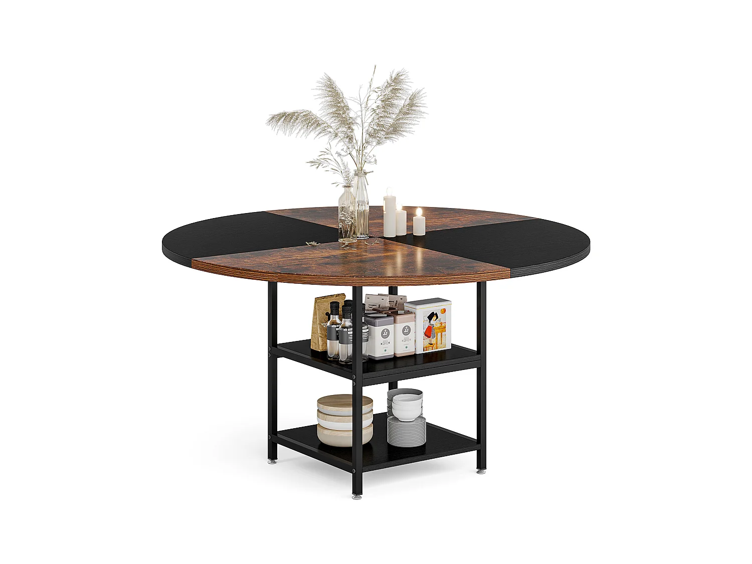 Ronde eettafel, eettafel voor 4 personen, 120 x 75 cm (diameter x H)
