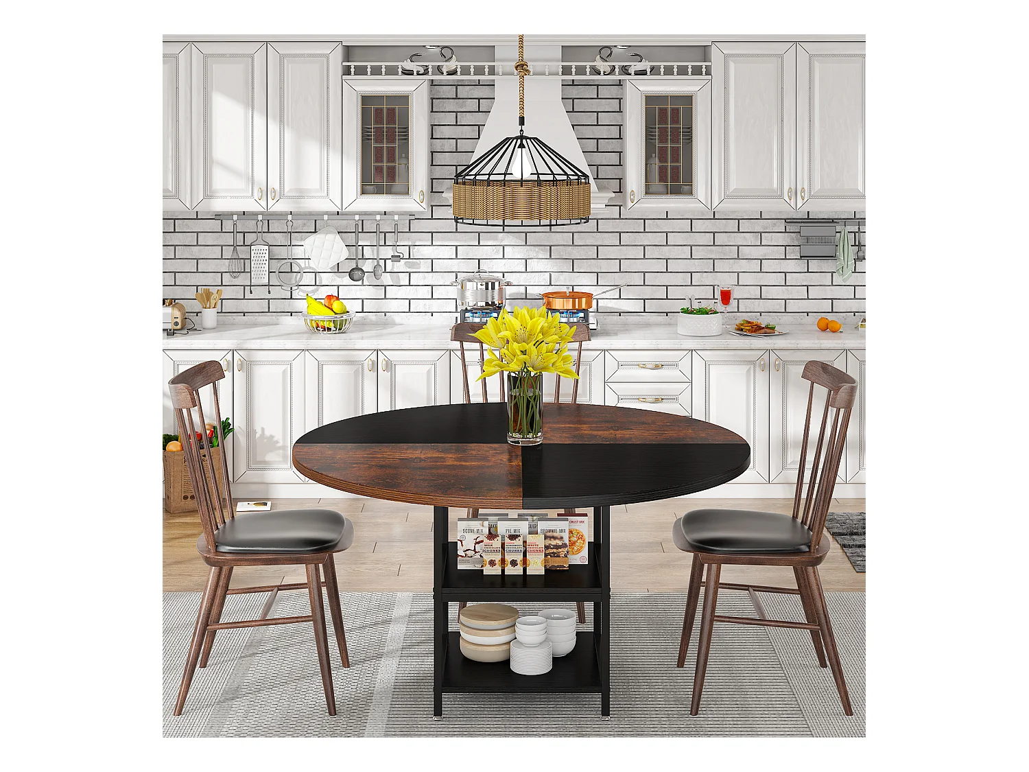 Ronde eettafel, eettafel voor 4 personen, 120 x 75 cm (diameter x H)