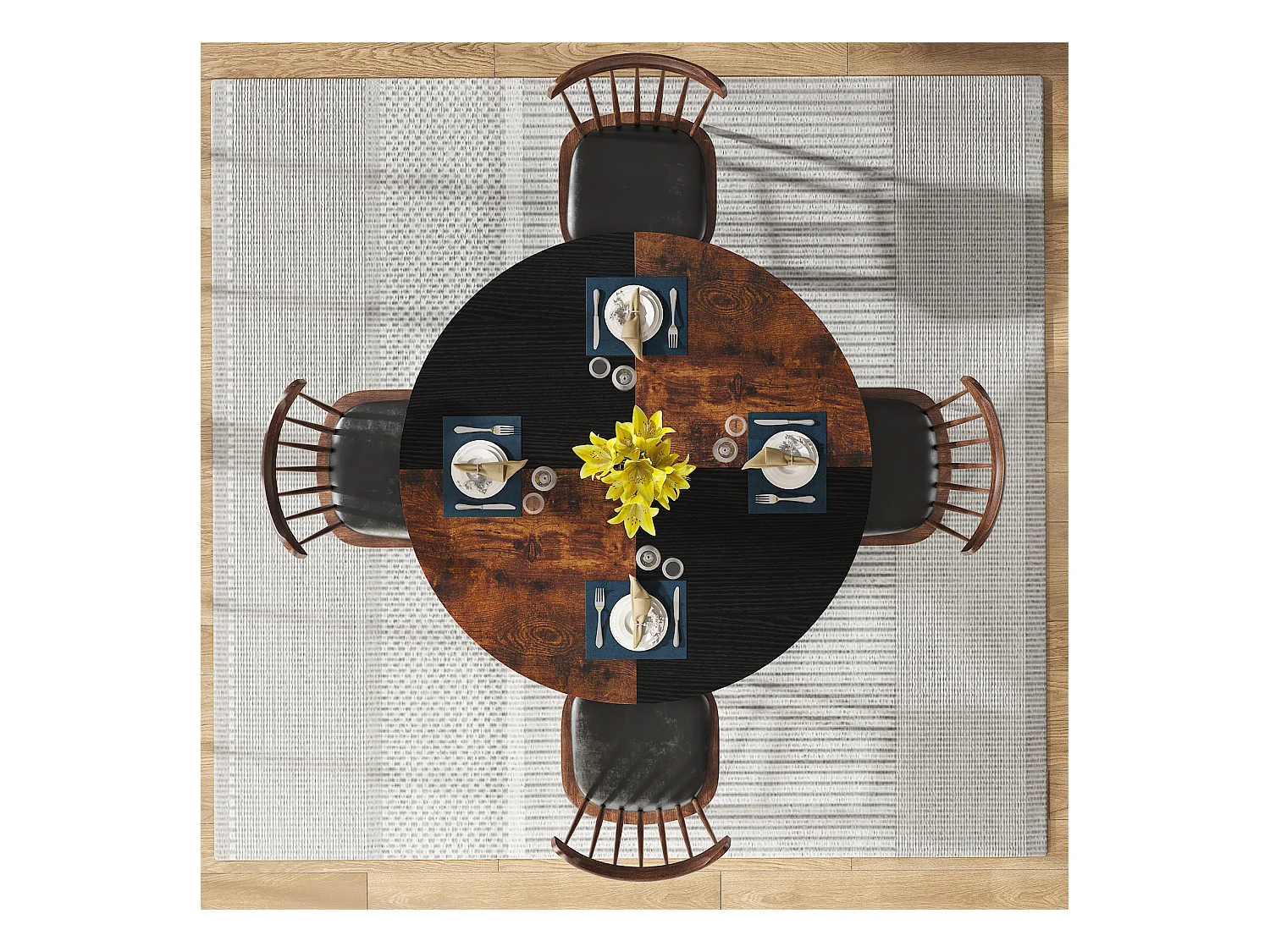 Ronde eettafel, eettafel voor 4 personen, 120 x 75 cm (diameter x H)