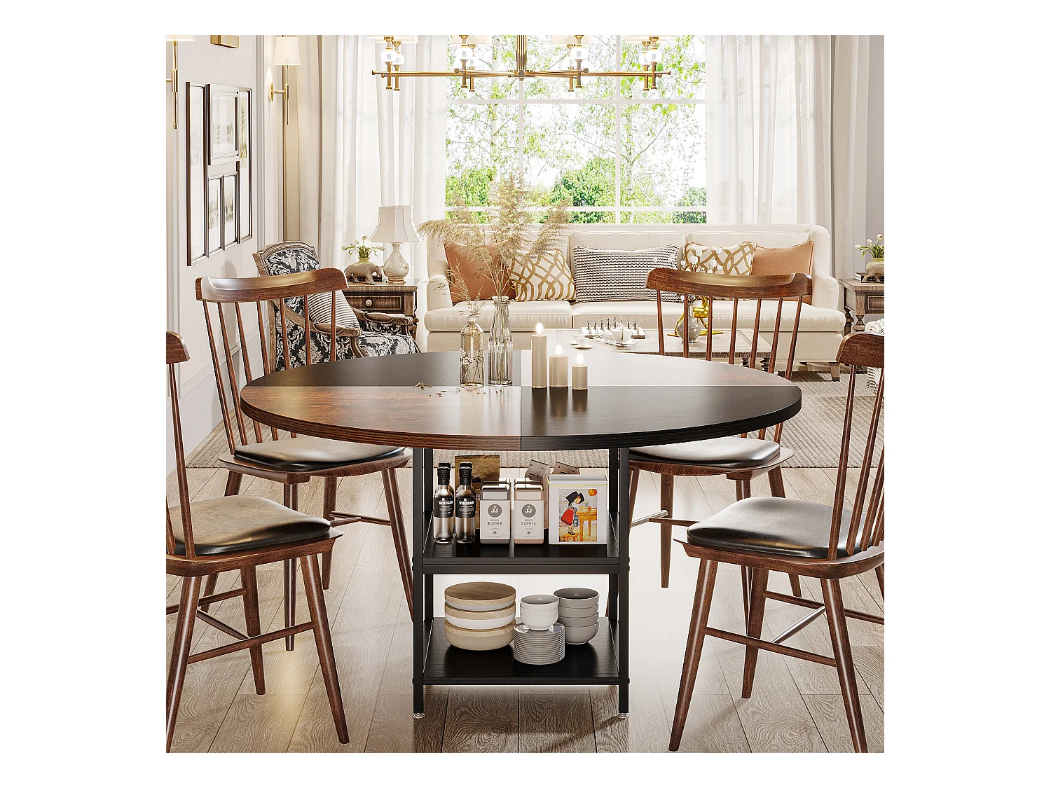 Ronde eettafel, eettafel voor 4 personen, 120 x 75 cm (diameter x H)