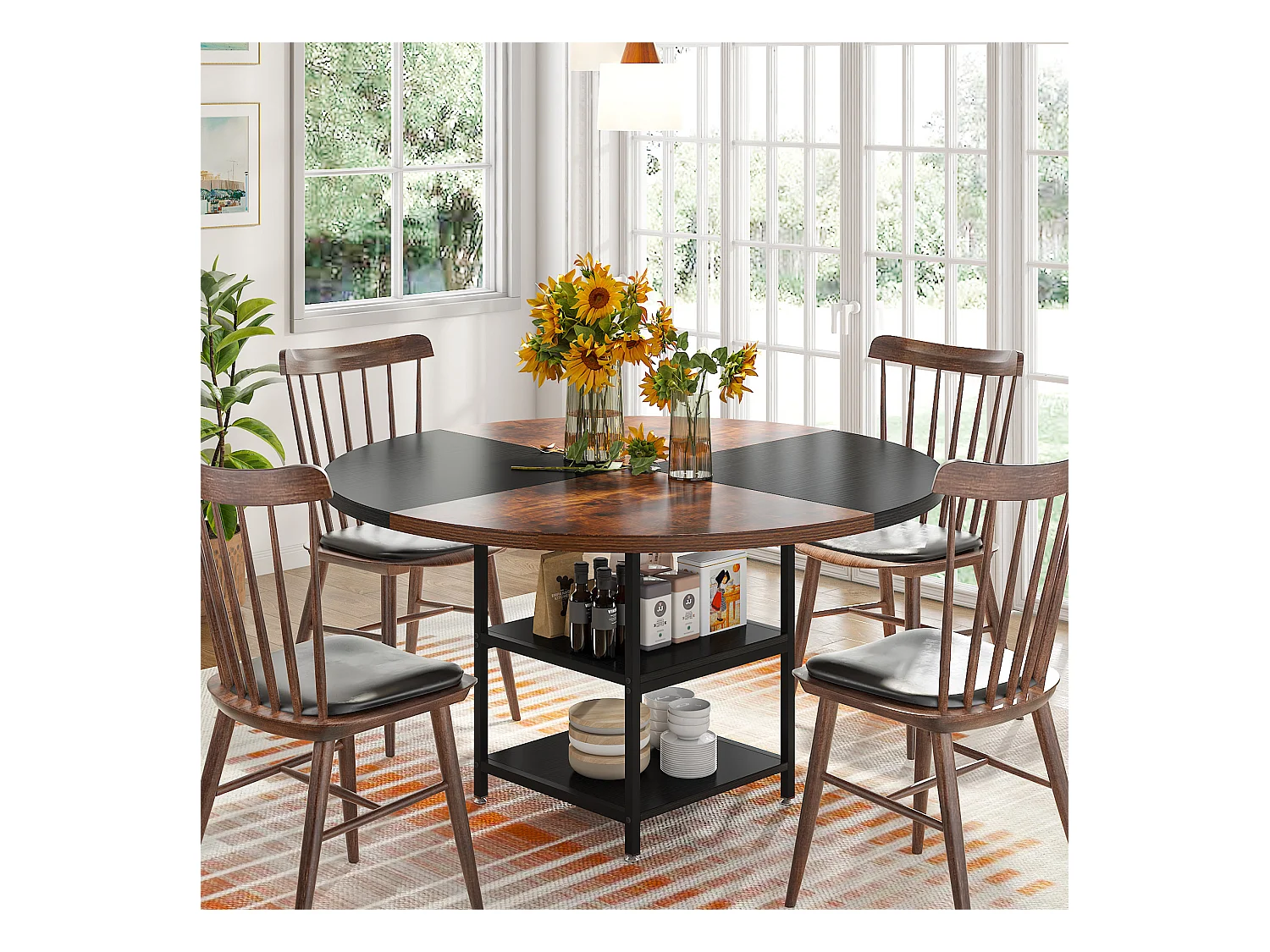 Ronde eettafel, eettafel voor 4 personen, 120 x 75 cm (diameter x H)