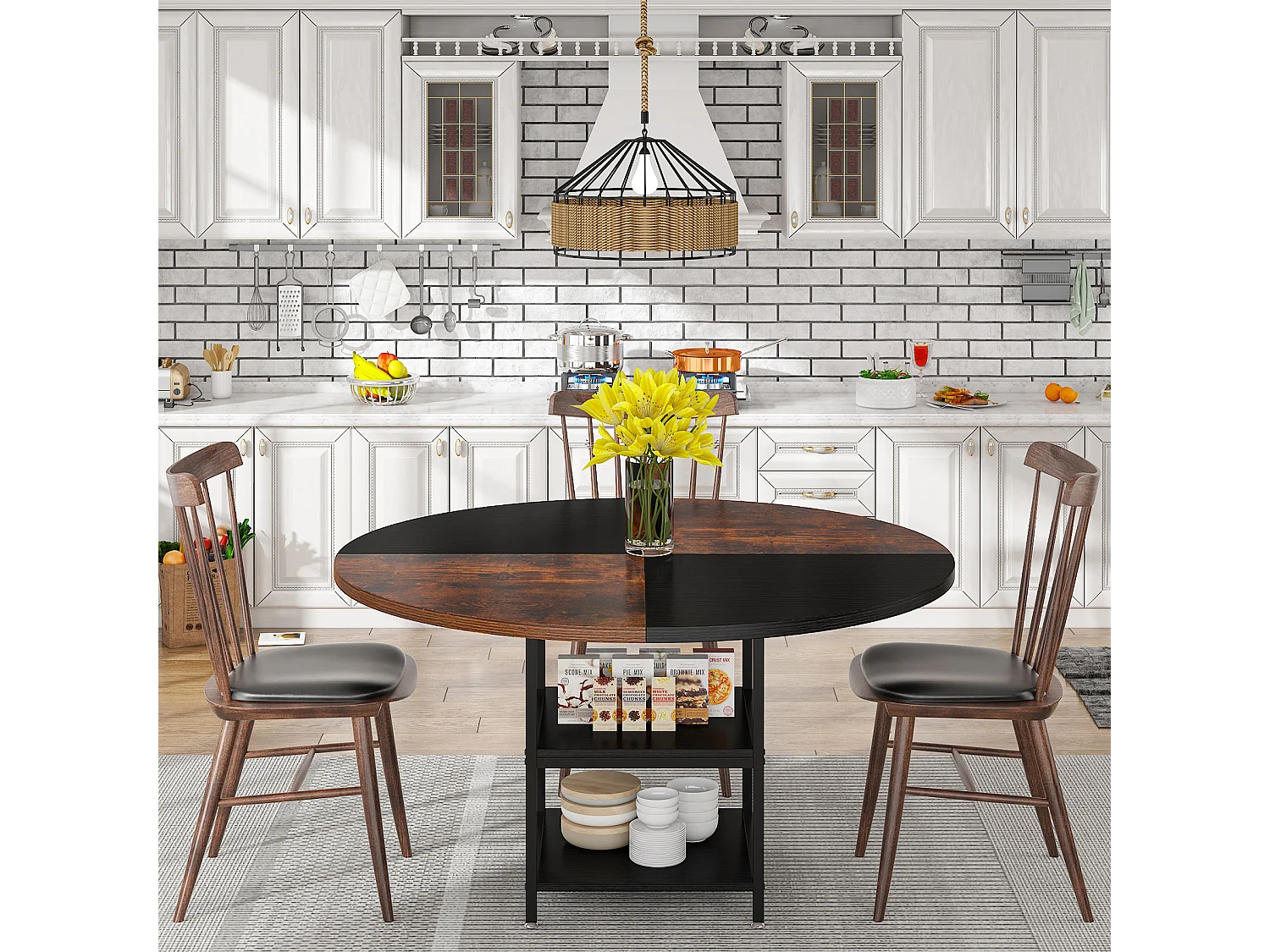 Ronde Table de Salle à Manger, Table de Salle à Manger pour 4 Personnes, 120 x 75 cm (diamètre x H)