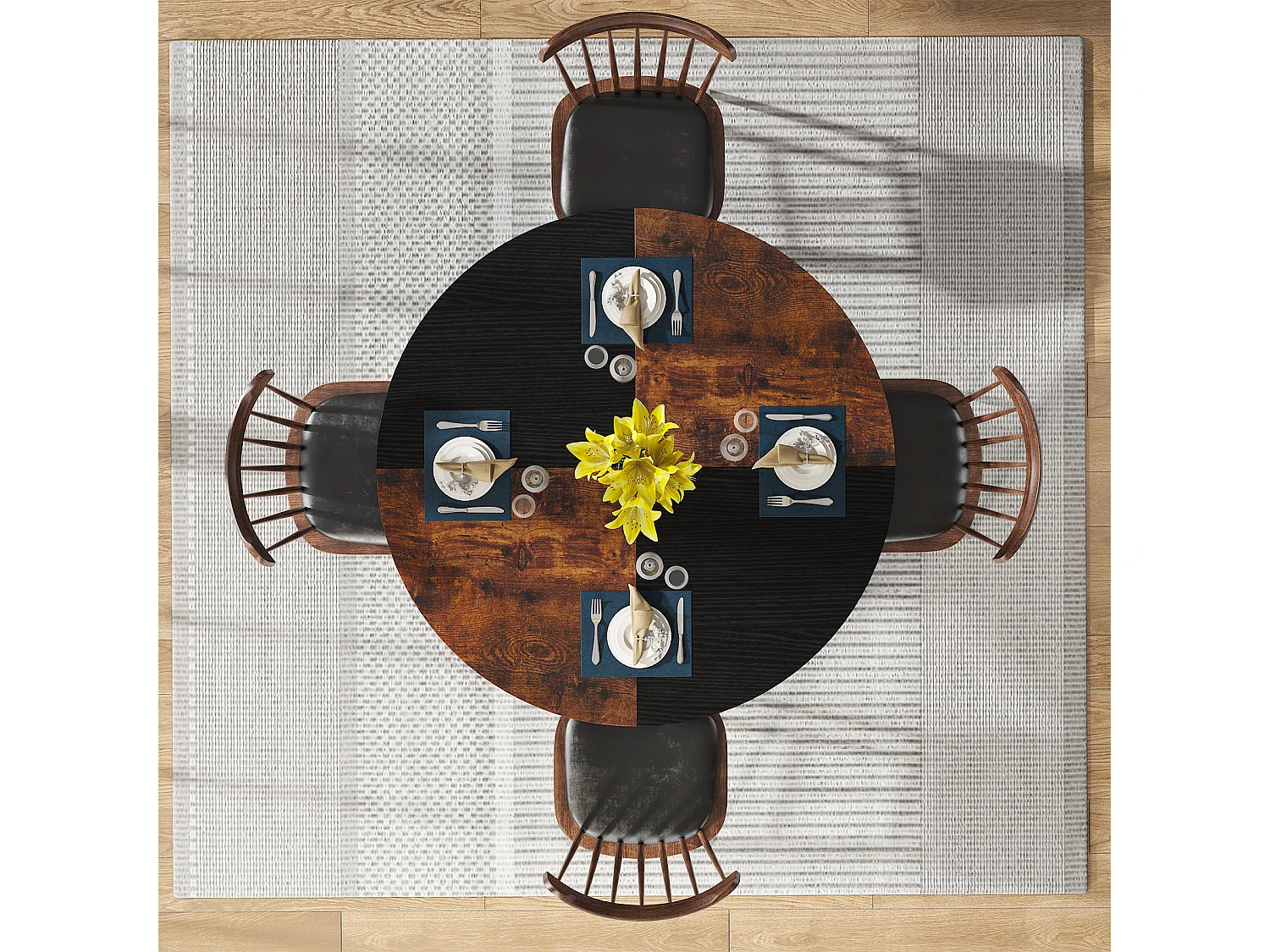Ronde Table de Salle à Manger, Table de Salle à Manger pour 4 Personnes, 120 x 75 cm (diamètre x H)