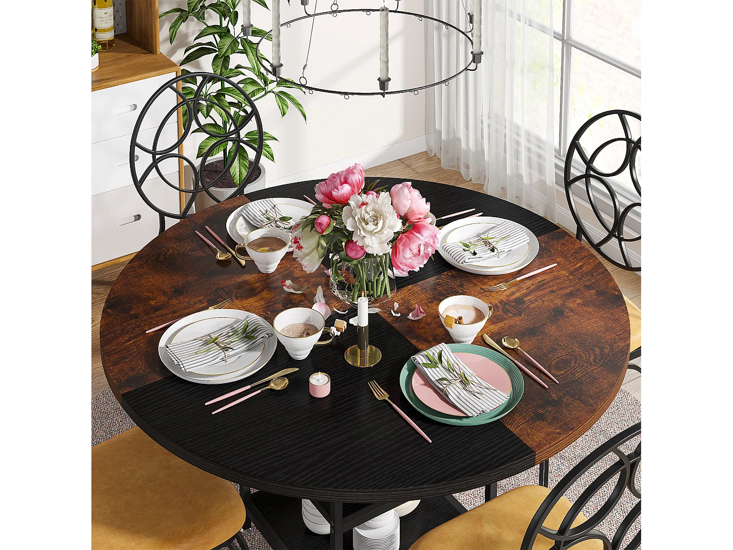 Ronde Table de Salle à Manger, Table de Salle à Manger pour 4 Personnes, 120 x 75 cm (diamètre x H)