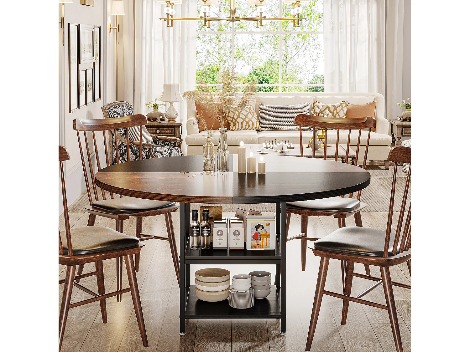 Ronde Table de Salle à Manger, Table de Salle à Manger pour 4 Personnes, 120 x 75 cm (diamètre x H)