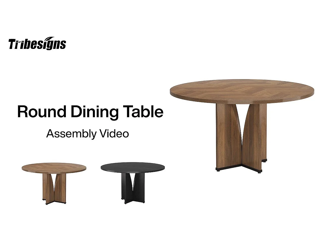 Mesa redonda de jantar em madeira de 100 cm para 4 pessoas