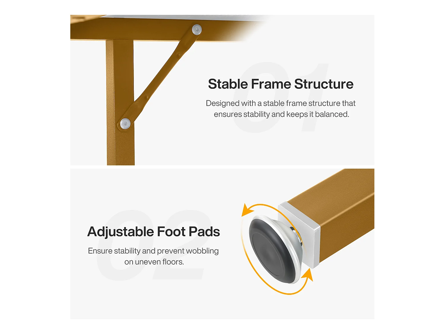 Ronde Table de Salle à Manger, Table de Salle à Manger pour 4 Personnes, 120 x 75 cm (diamètre x H), Or et Blanc
