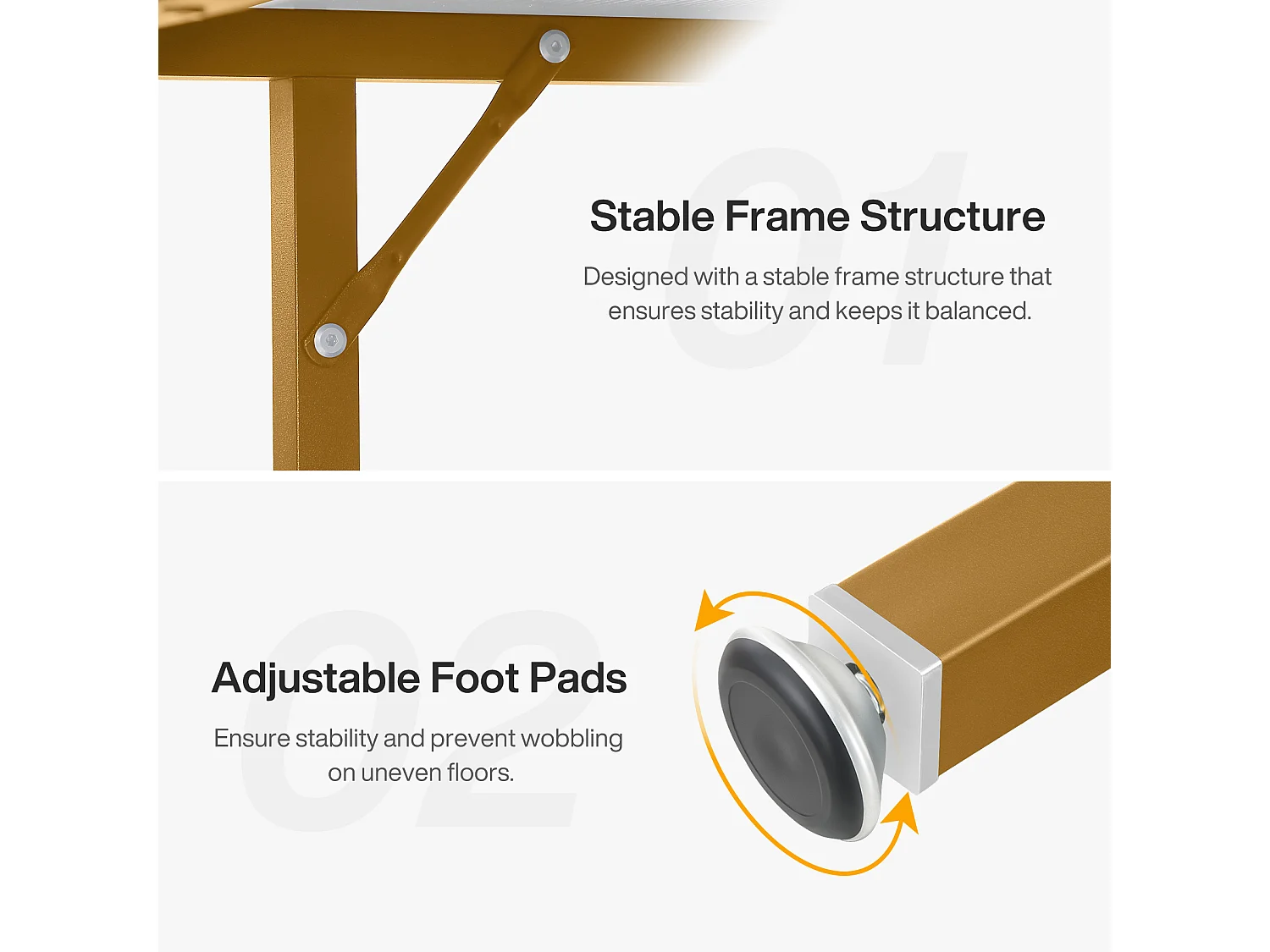 Ronde Table de Salle à Manger, Table de Salle à Manger pour 4 Personnes, 120 x 75 cm (diamètre x H), Or et Blanc
