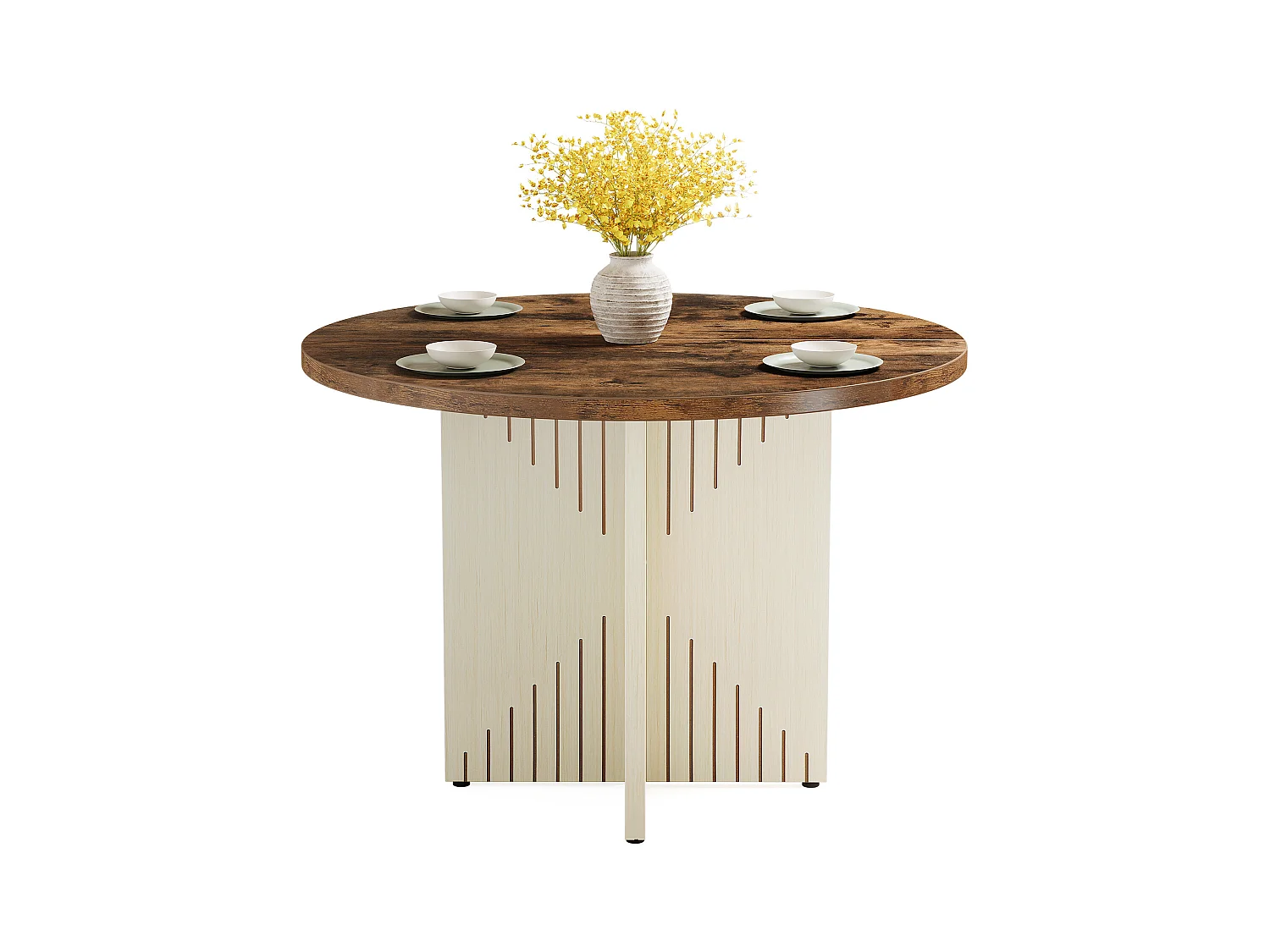 Table de salle à manger ronde pour 4 personnes, table de salle à manger de ferme 100 cm(table uniquement)