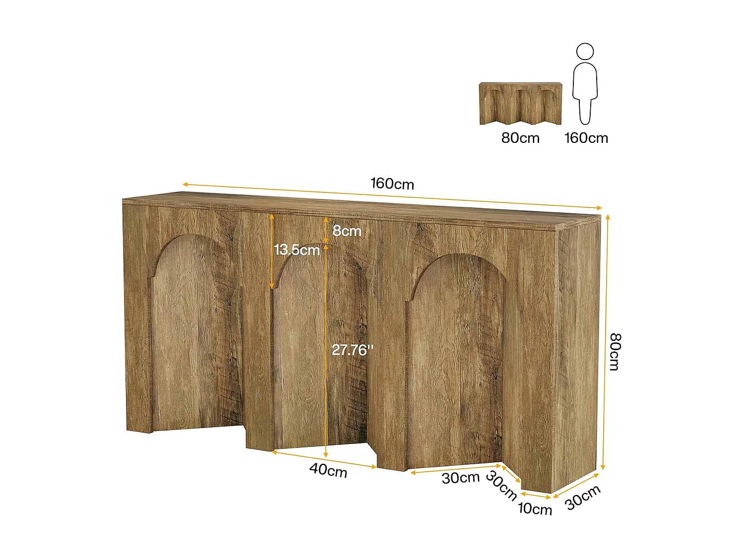 Table console de 160 cm de long, table d'entrée étroite, pour couloir, entrée, salon