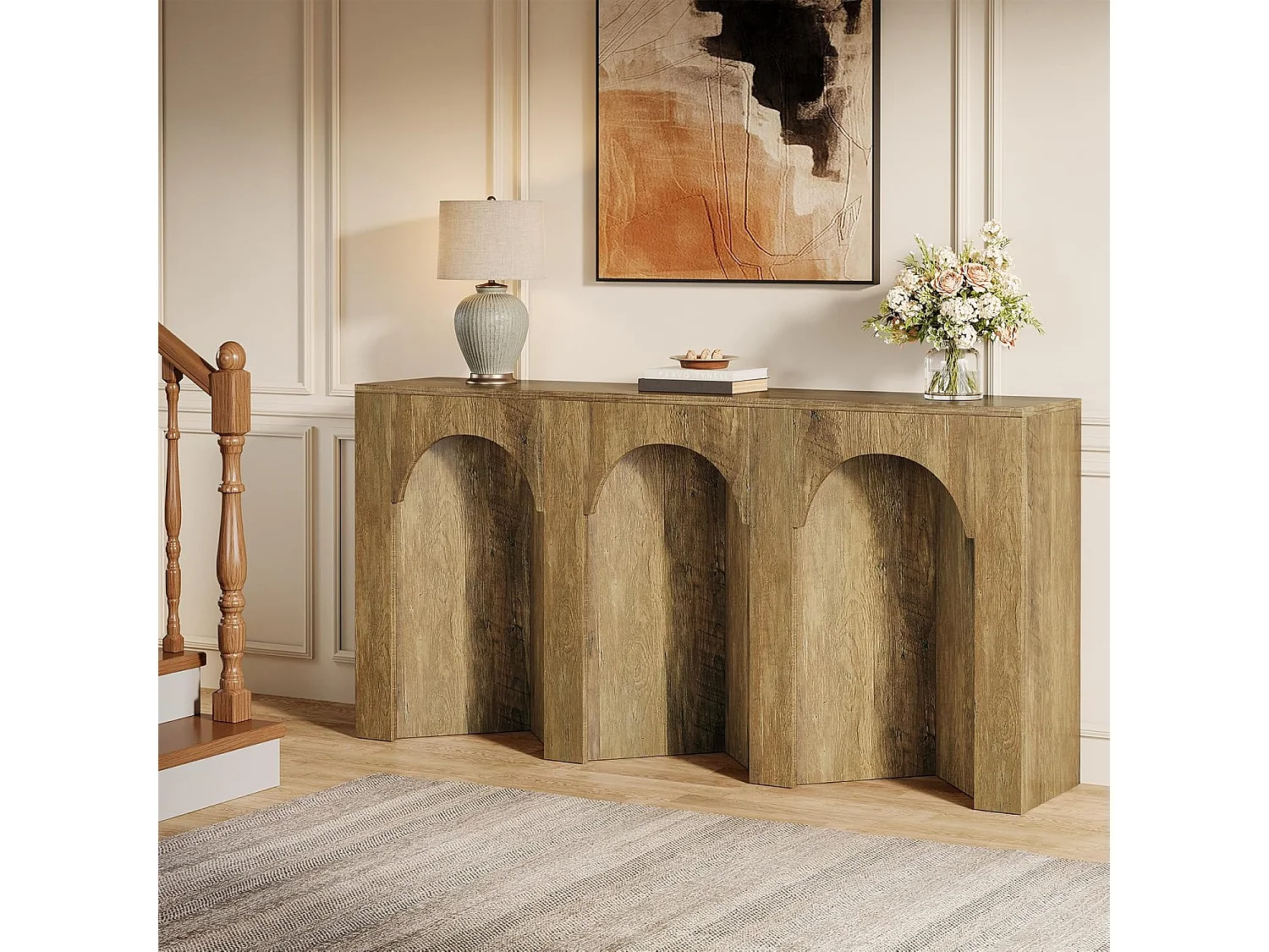 Table console de 160 cm de long, table d'entrée étroite, pour couloir, entrée, salon