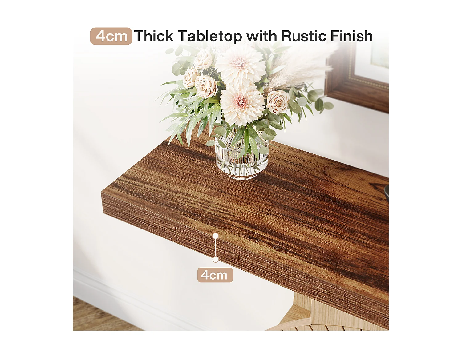 100 cm Table console avec rangement - Table d'entrée en bois pour salon, Avec étagères et base circulaire