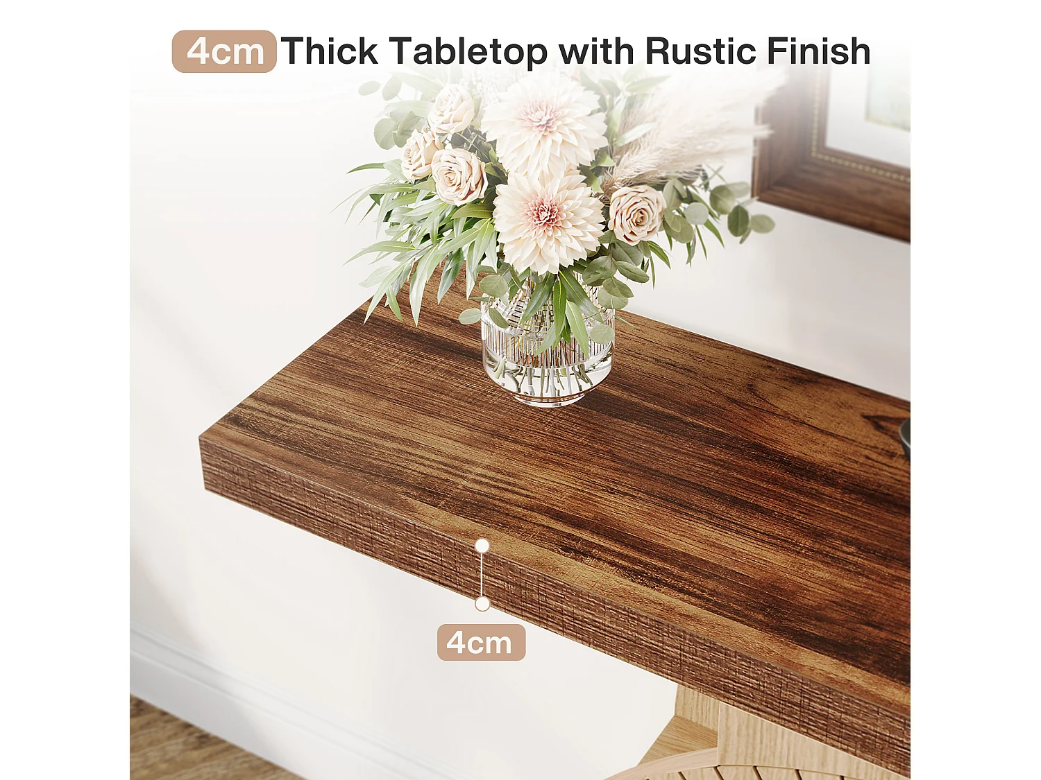 100 cm Table console avec rangement - Table d'entrée en bois pour salon, Avec étagères et base circulaire