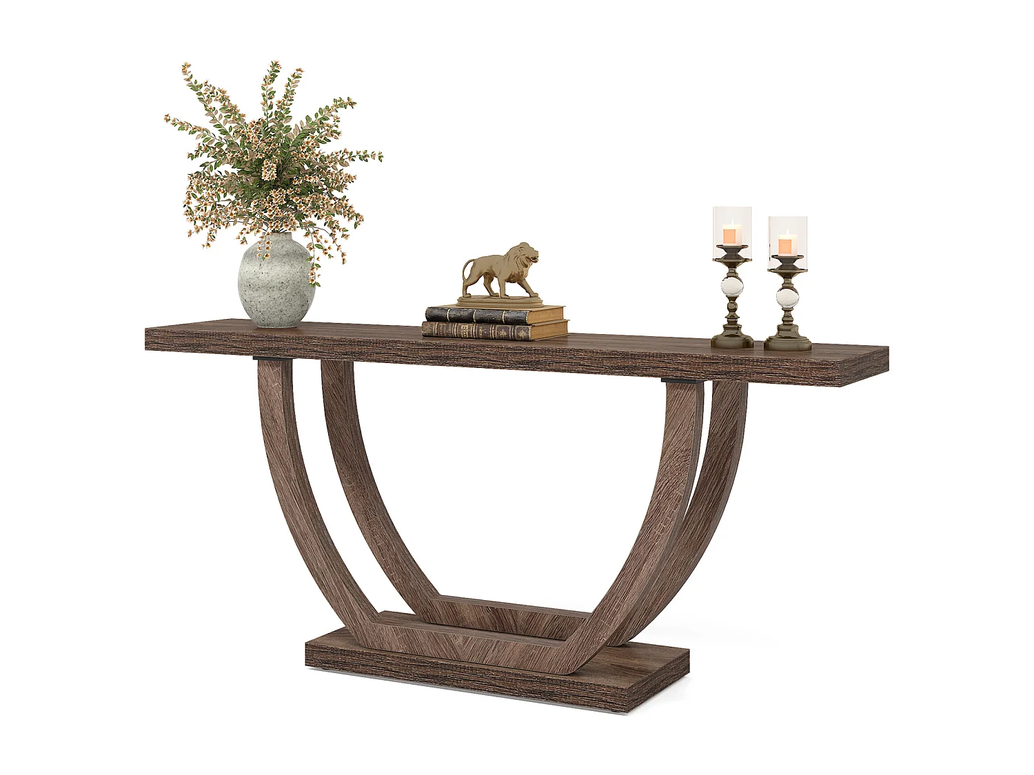 Consoletafel voor in de hal, 140 cm, lange smalle salontafel voor achter de bank voor in de hal, hal, woonkamer, bruin