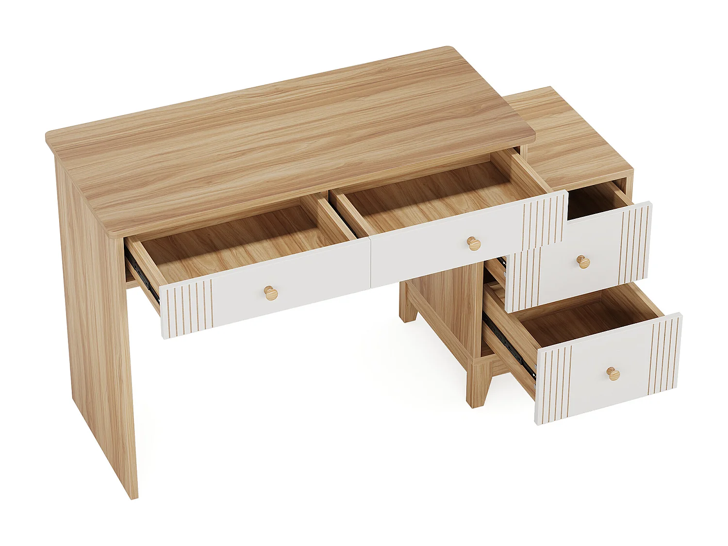 Bureau d'ordinateur avec 4 tiroirs, bureau à domicile avec rangement, bureau de direction moderne en bois, bureau d'étude