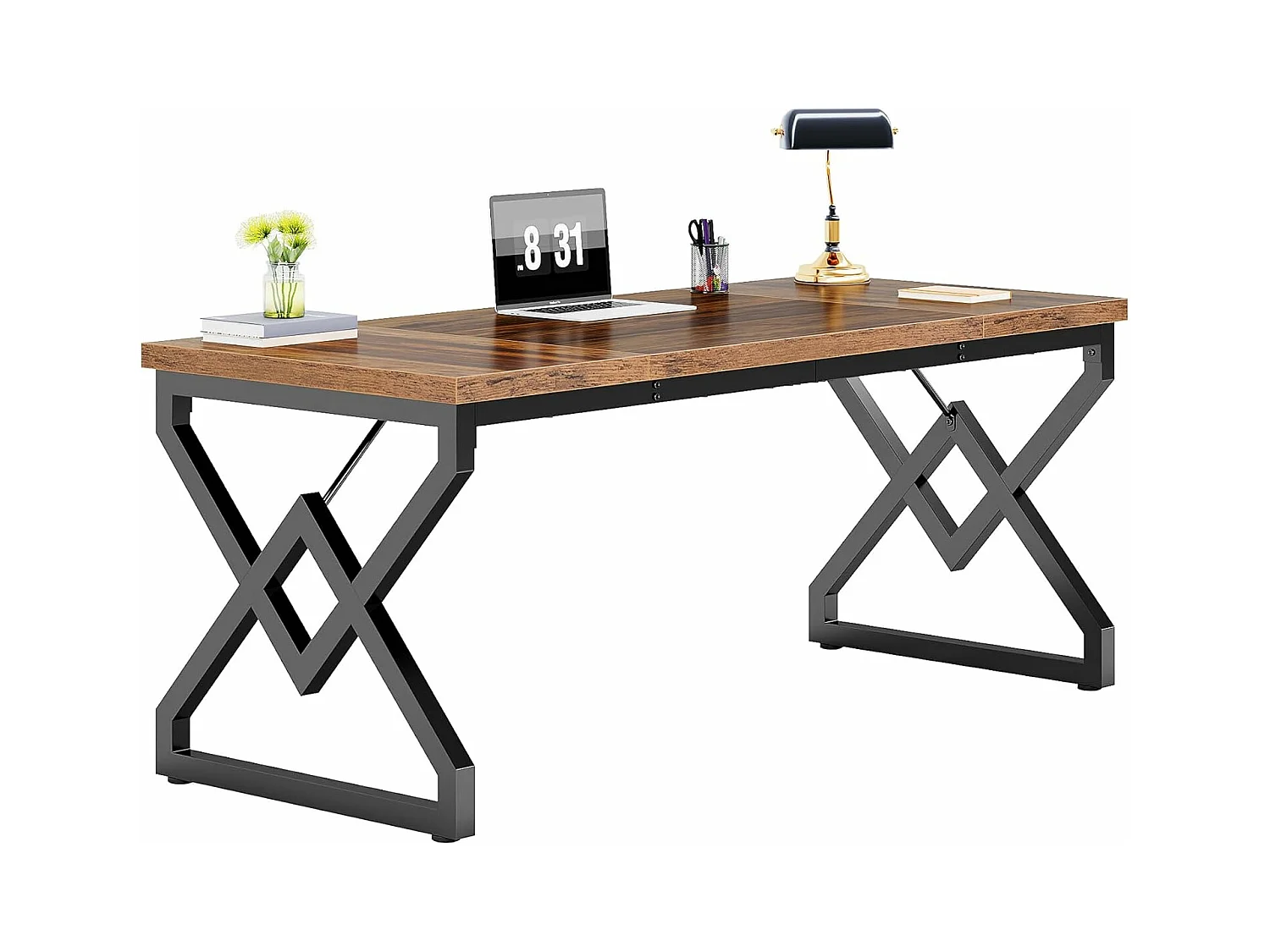 Tavolo da ufficio grande per computer, postazione di lavoro, scrivania direzionale per ufficio domestico 160 x 70 x 75 cm