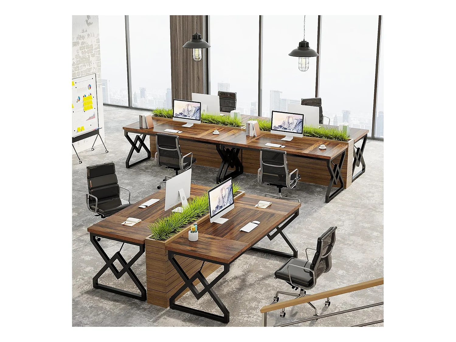 Tavolo da ufficio grande per computer, postazione di lavoro, scrivania direzionale per ufficio domestico 160 x 70 x 75 cm