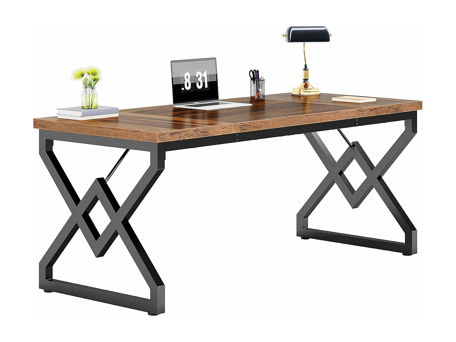 160 x 70 x 75 cm Grande Table d'ordinateur de Bureau，Poste de Travail, Bureau de Direction pour Bureau à Domicile