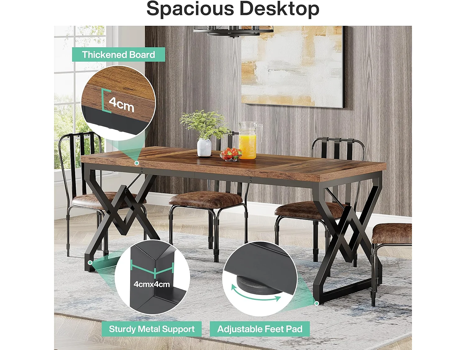 160 x 70 x 75 cm Grande Table d'ordinateur de Bureau，Poste de Travail, Bureau de Direction pour Bureau à Domicile