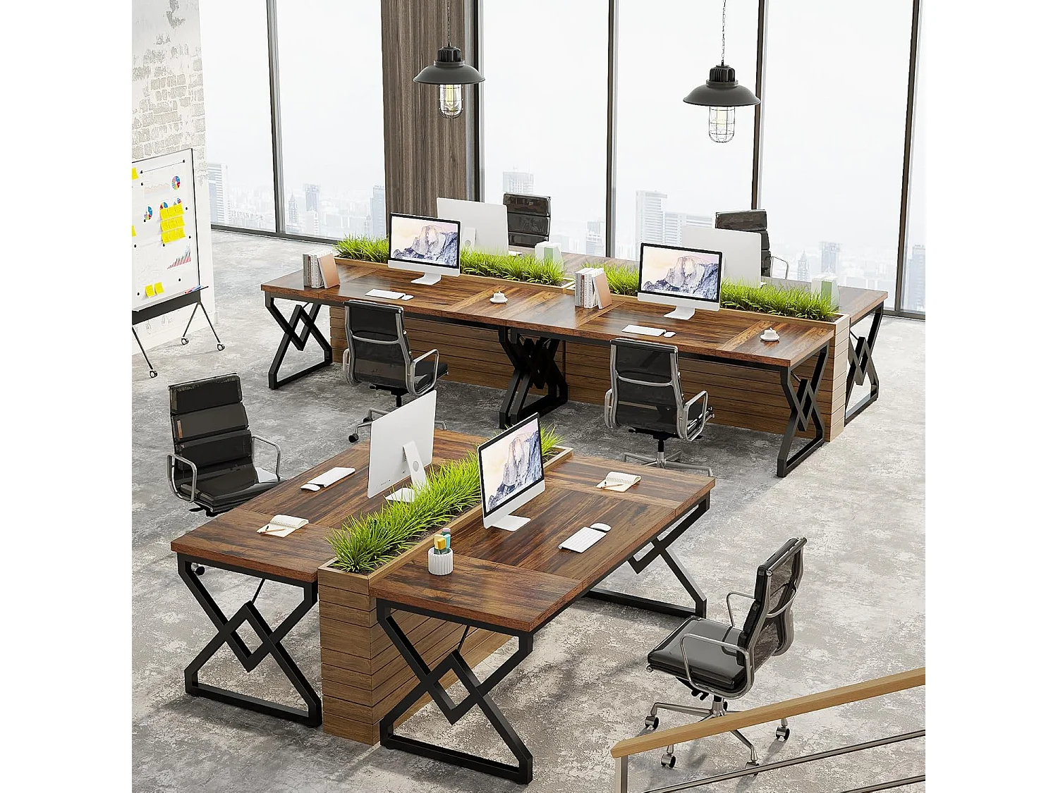 160 x 70 x 75 cm Grande Table d'ordinateur de Bureau，Poste de Travail, Bureau de Direction pour Bureau à Domicile