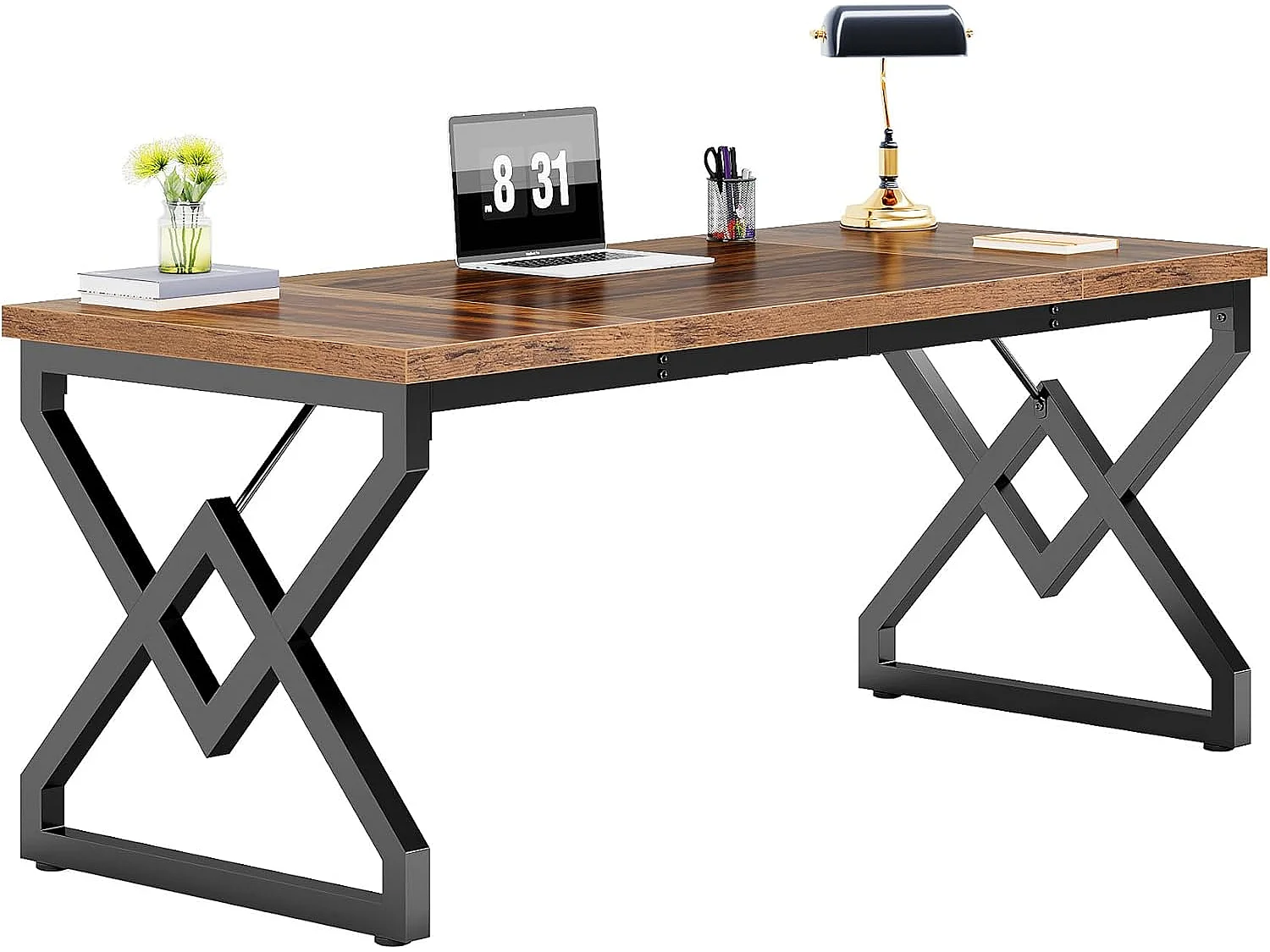 160 x 70 x 75 cm Grande Table d'ordinateur de Bureau，Poste de Travail, Bureau de Direction pour Bureau à Domicile