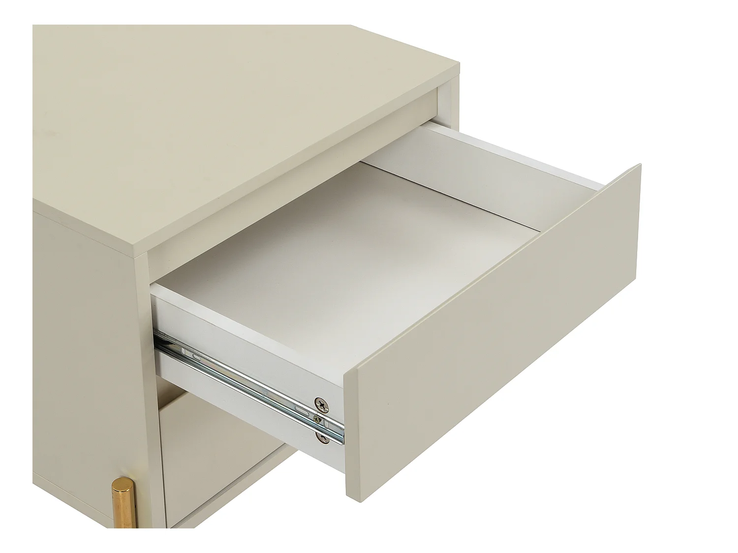 Comodino 2 cassetti MDF e Metallo Beige e Dorato - Lotto di 2 - KORASA di PASCAL MORABITO