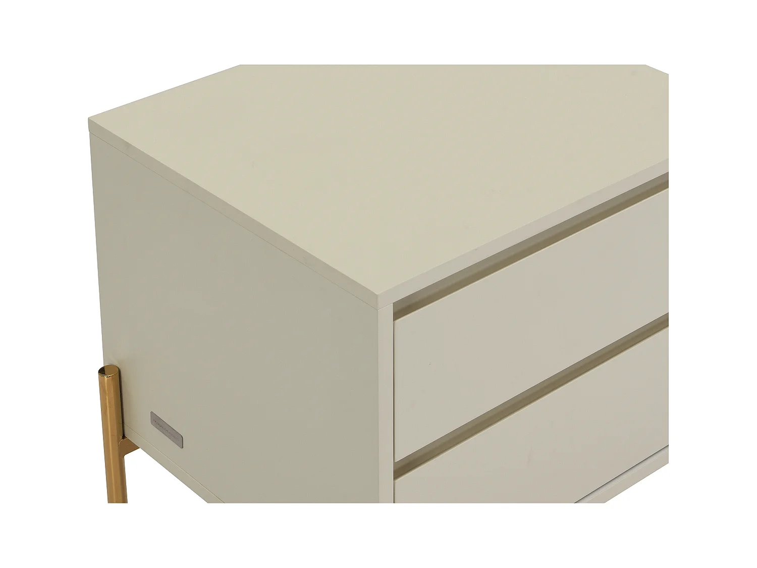 Comodino 2 cassetti MDF e Metallo Beige e Dorato - Lotto di 2 - KORASA di PASCAL MORABITO