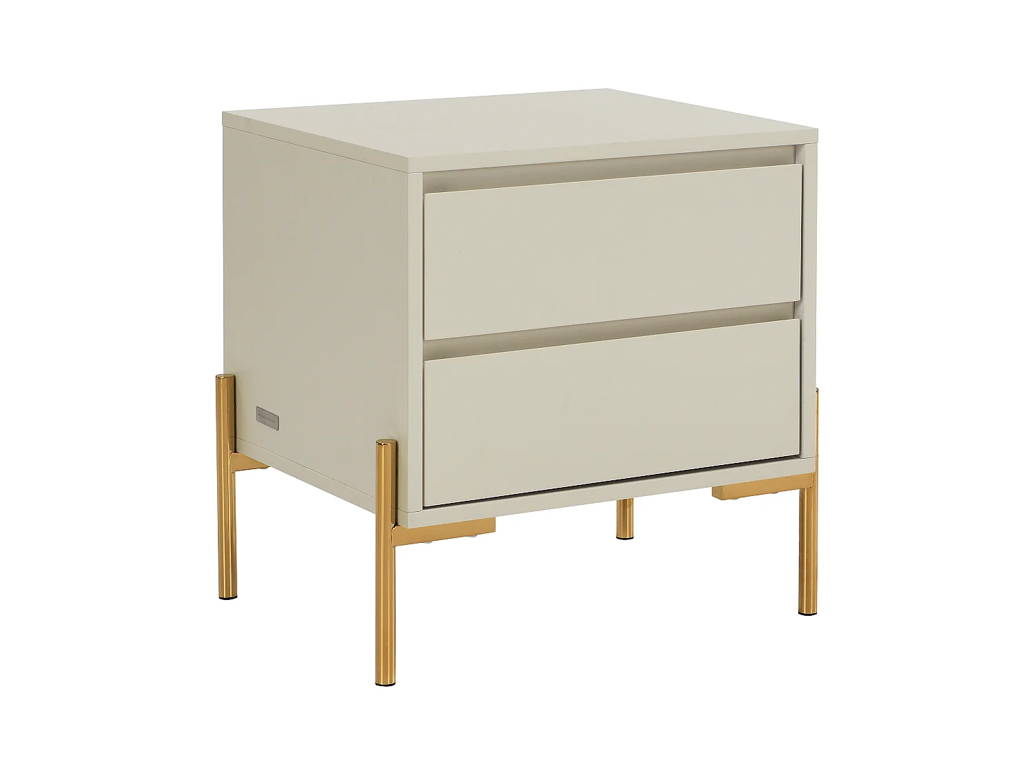 Sæt med 2 sengeborde med 2 skuffer - MDF og metal - Beige og guld - KORASA af Pascal Morabito