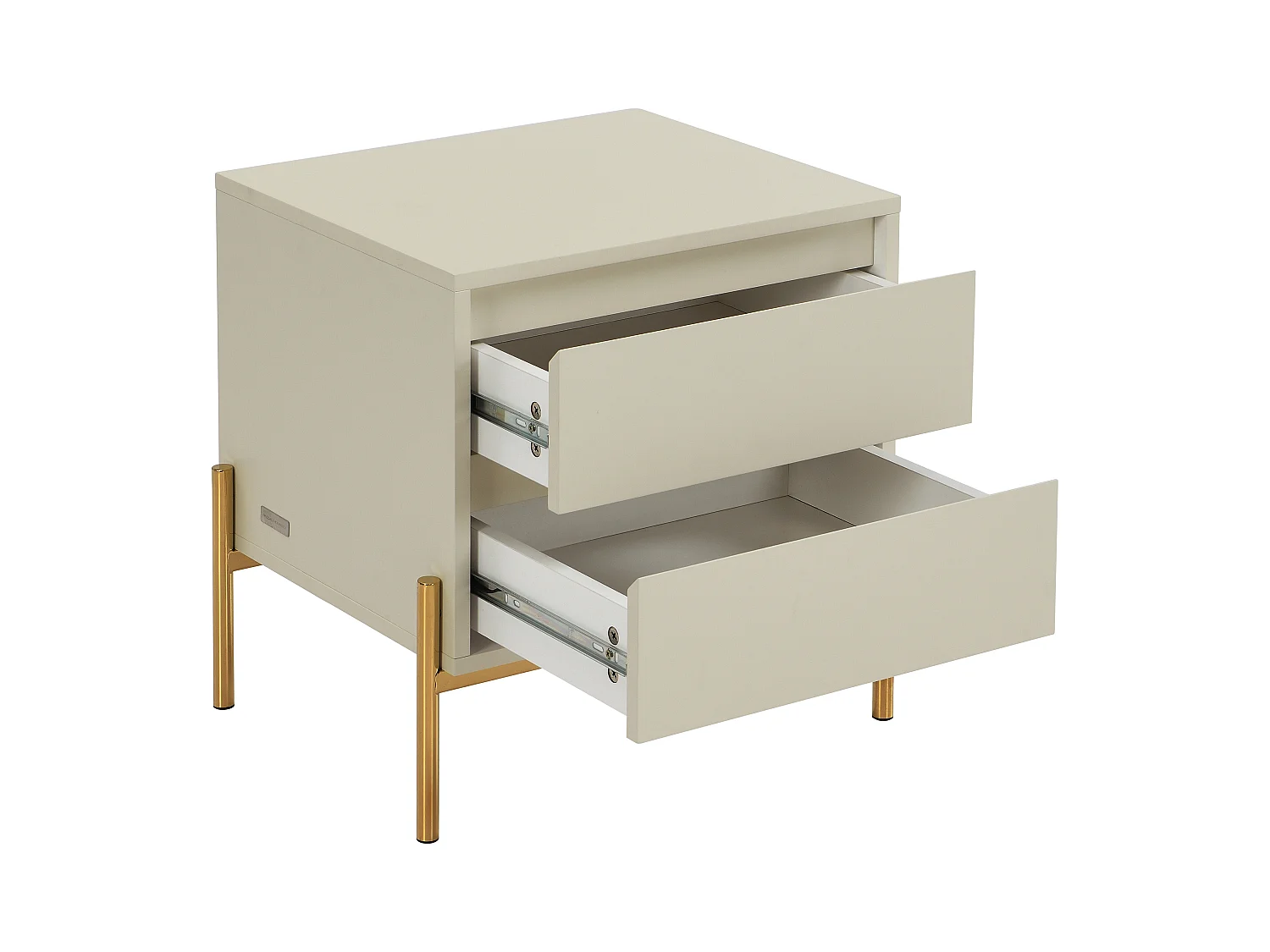 Sæt med 2 sengeborde med 2 skuffer - MDF og metal - Beige og guld - KORASA af Pascal Morabito