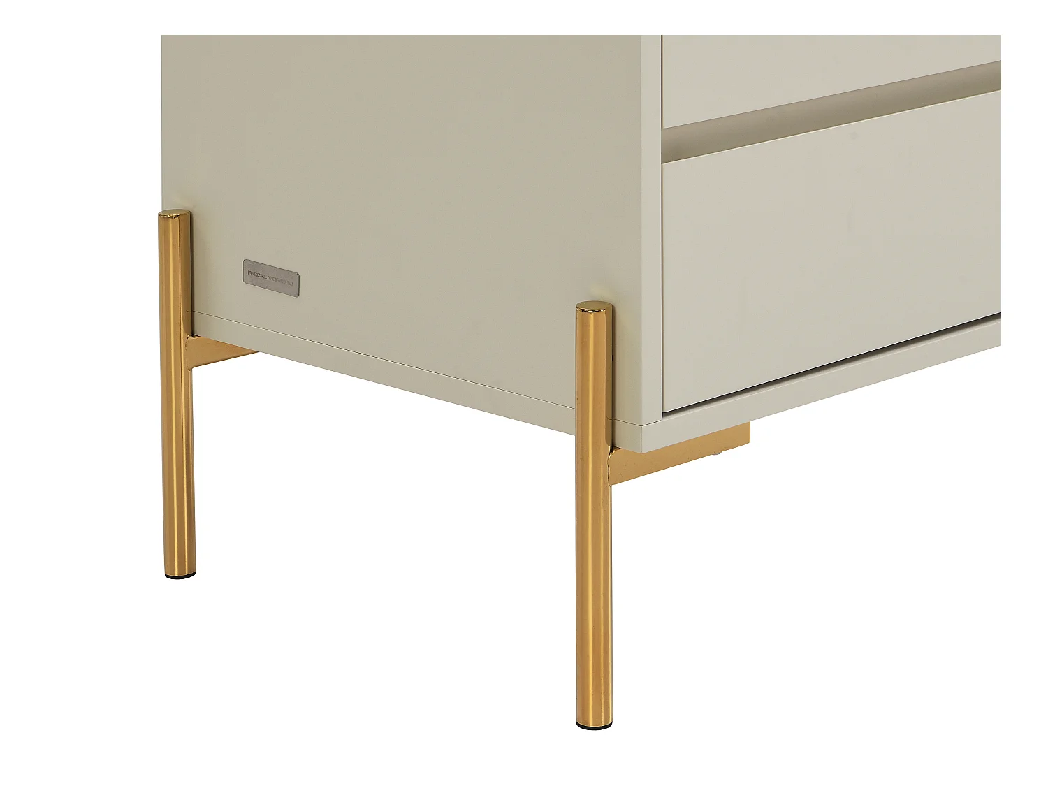 Sæt med 2 sengeborde med 2 skuffer - MDF og metal - Beige og guld - KORASA af Pascal Morabito