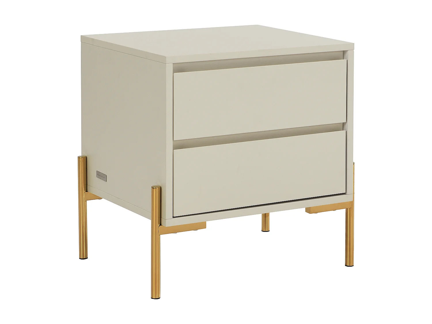 Lot de 2 tables de chevet 2 tiroirs - MDF et métal - Beige et doré - KORASA de Pascal Morabito