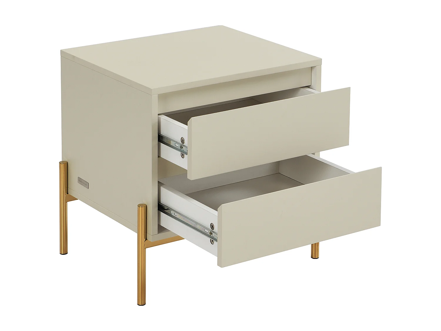 Lot de 2 tables de chevet 2 tiroirs - MDF et métal - Beige et doré - KORASA de Pascal Morabito