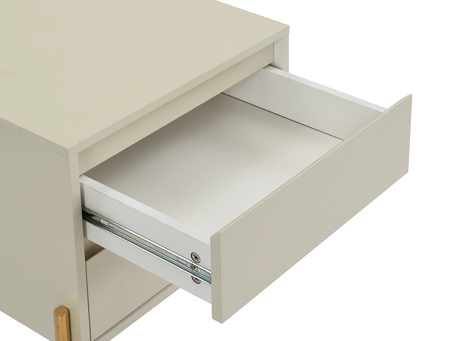 Lot de 2 tables de chevet 2 tiroirs - MDF et métal - Beige et doré - KORASA de Pascal Morabito