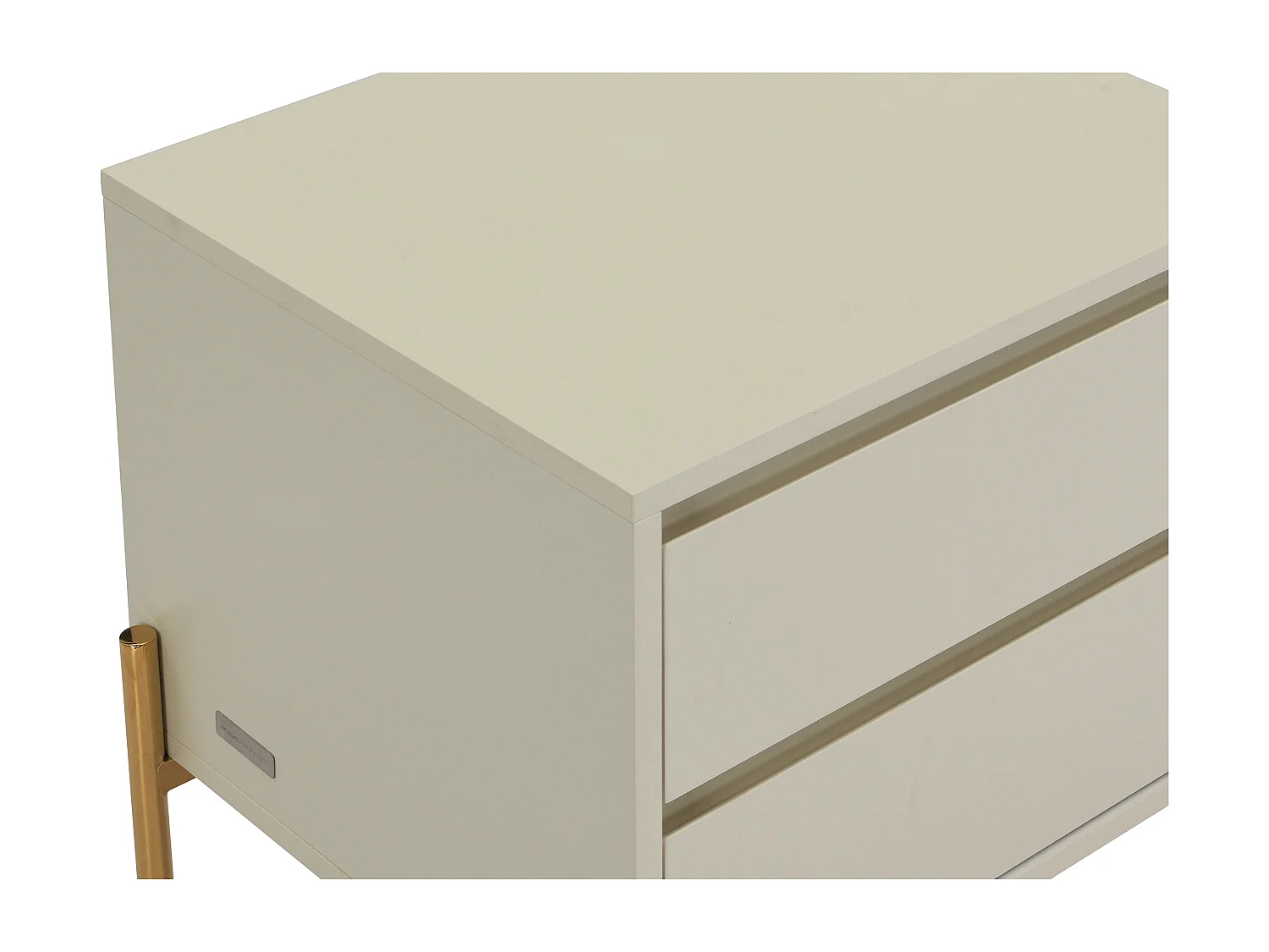 Lot de 2 tables de chevet 2 tiroirs - MDF et métal - Beige et doré - KORASA de Pascal Morabito