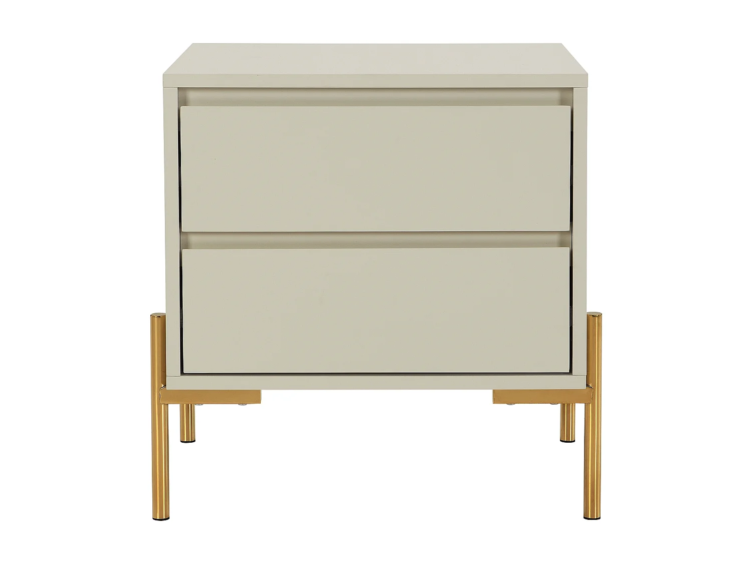 Lot de 2 tables de chevet 2 tiroirs - MDF et métal - Beige et doré - KORASA de Pascal Morabito