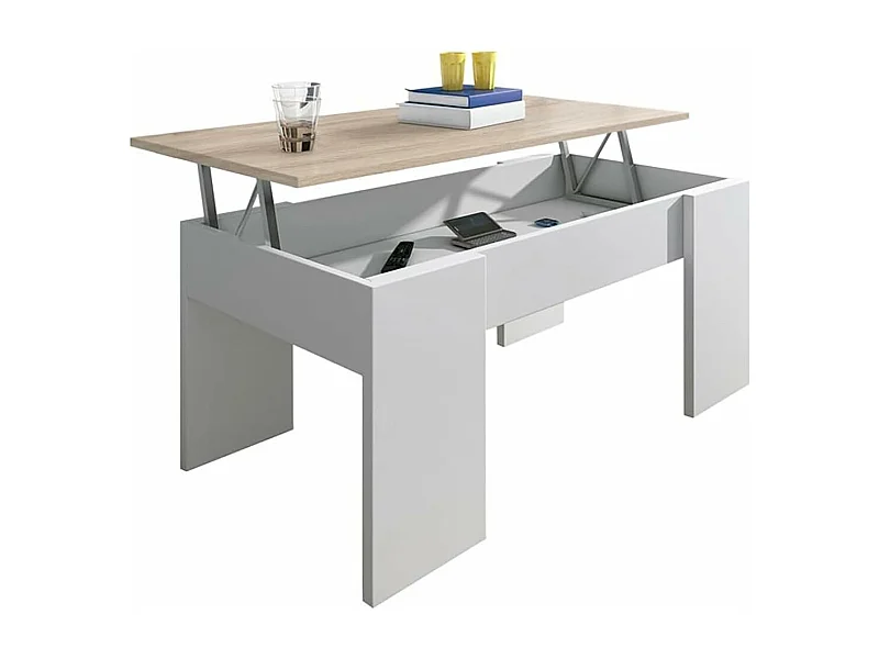 Mesa de centro elevable GALA  90x50x46 cm - BLANCO-CAMBRIAN